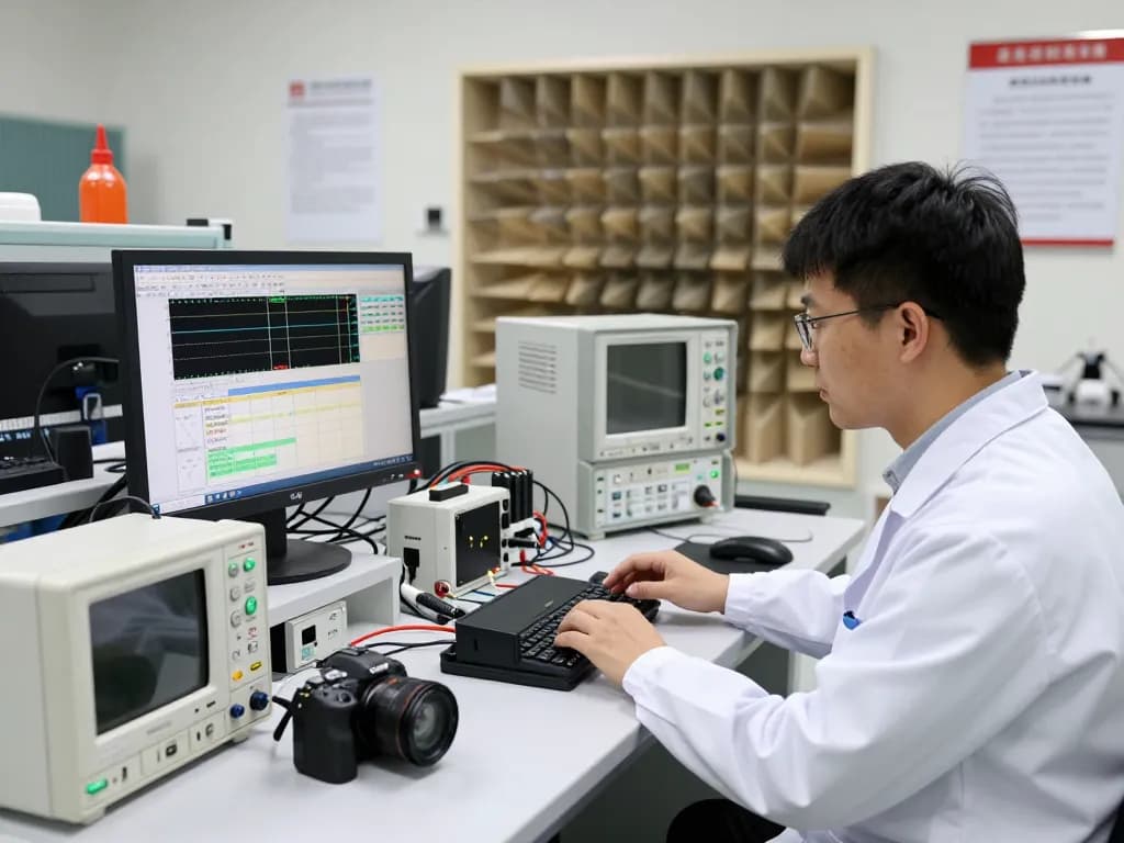 EMC Testing in a professional lab with an engineer conducting tests on electronic devices.