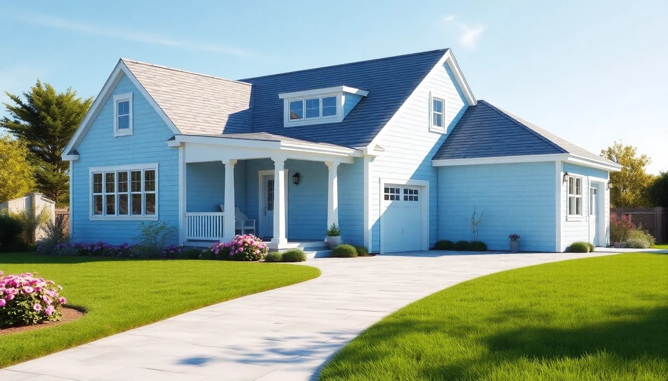 Stunning Cape Cod homes with attached garage and coastal flowers highlight classic architecture.