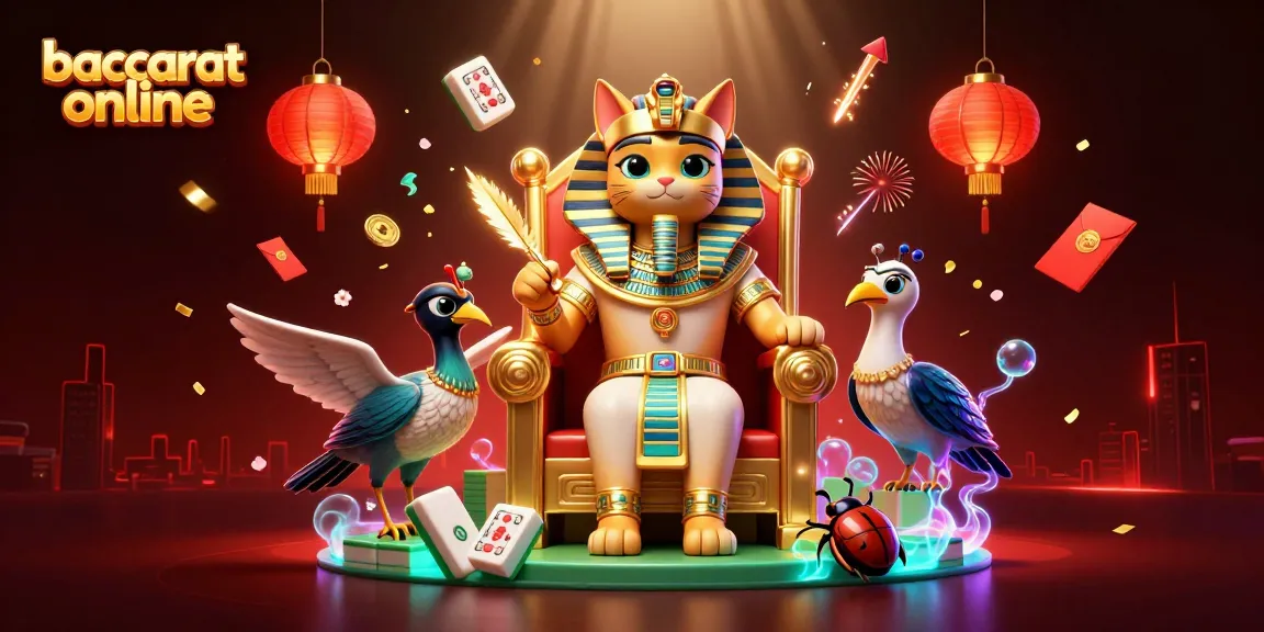 Experience the excitement of baccarat online in a vivid 3D casino scene with captivating elements.