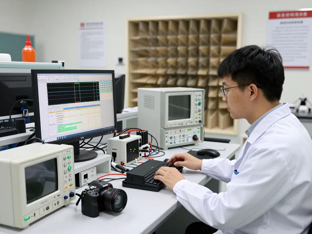 EMC Testing in a professional lab with an engineer conducting tests on electronic devices.