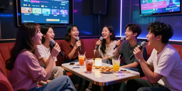 강남도파민에서 친구들과 함께 즐기는 카라오케의 즐거운 순간