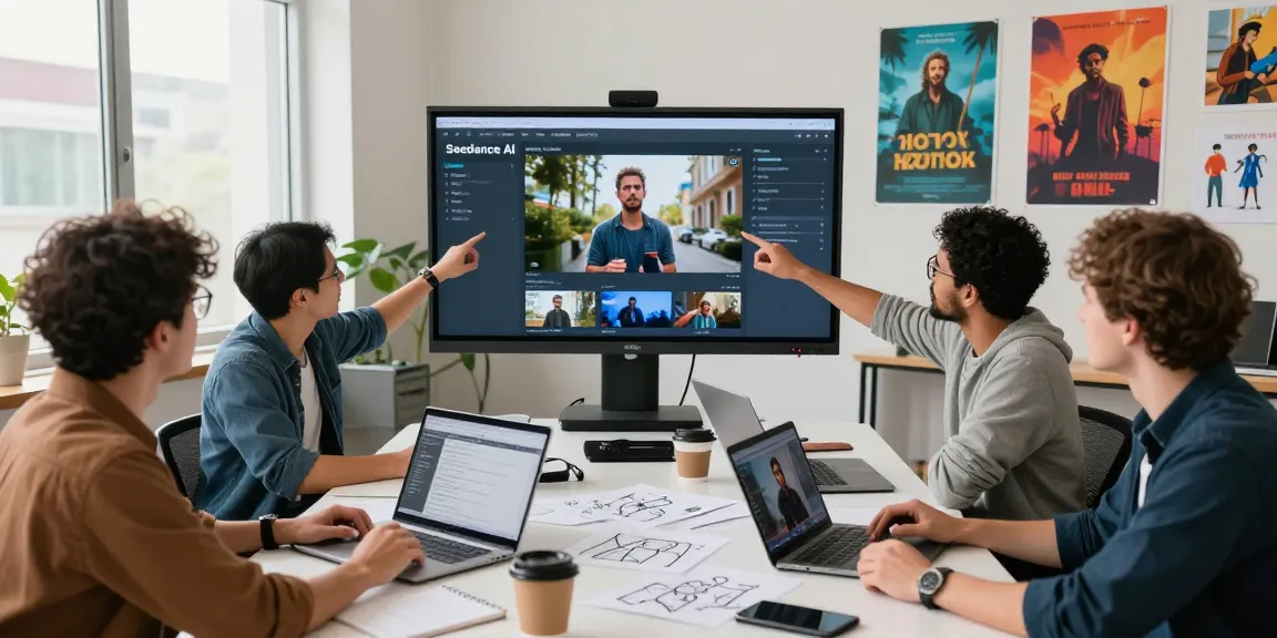 Seedance AI video generator collaboration in a creative studio.