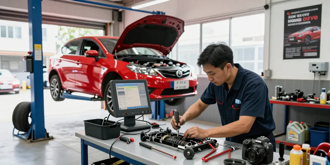 Mechanic expertly performing car services Hong Kong in a well-equipped garage.