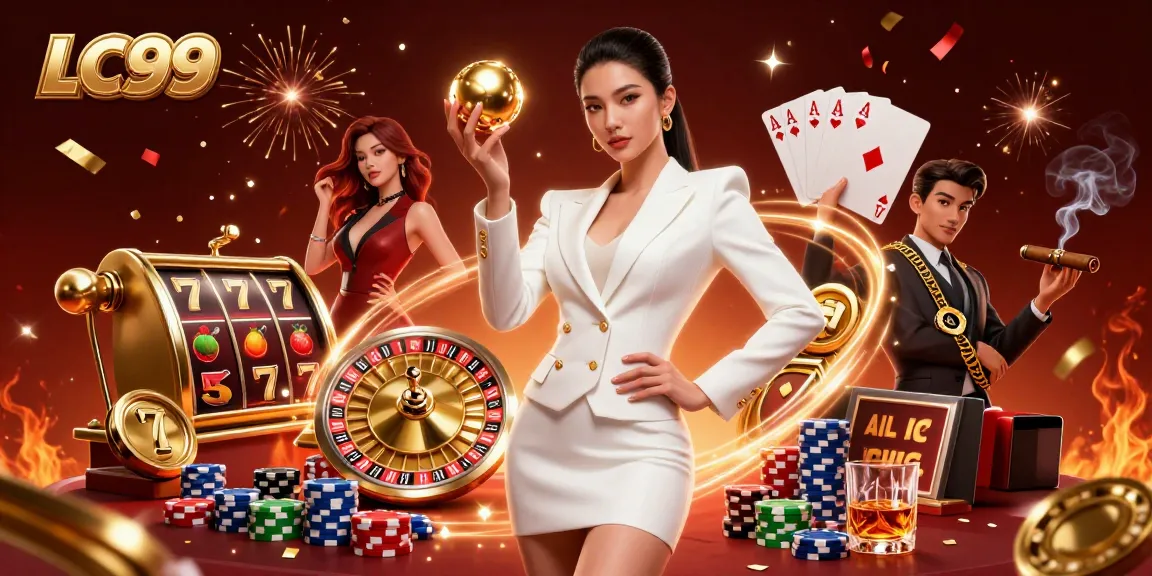 Experience the thrill of LC99's vibrant casino scene filled with dynamic slot machines and luxurious elements.
