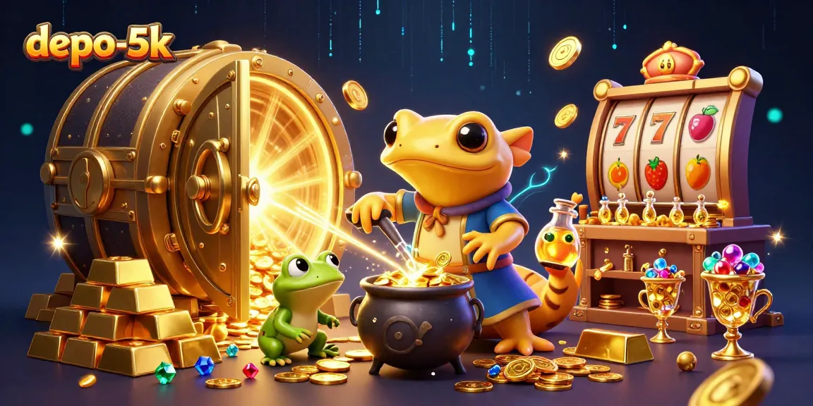 Engage in exciting slot gameplay with depo-5k, featuring golden alchemist and treasure elements.