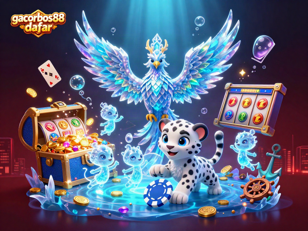 Engage with gacorbos88 daftar to unleash exciting slot games alongside magical creatures in a captivating scene.
