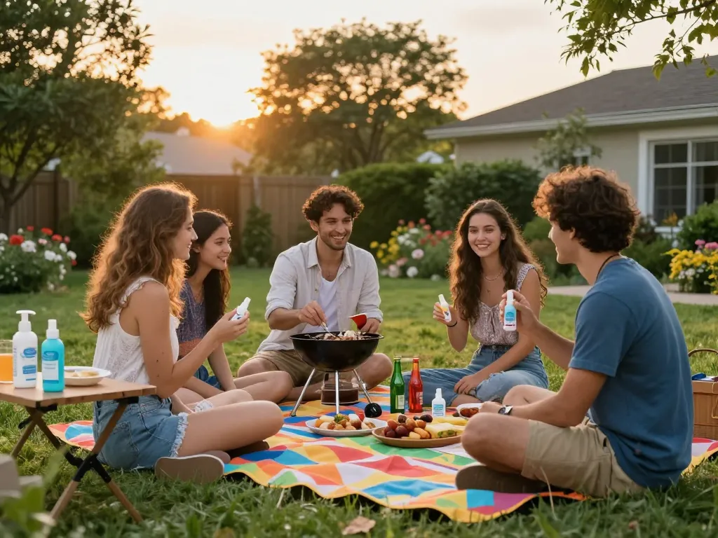 Enjoying outdoor barbecue while using the Best Mosquito Repellent to keep bugs away.