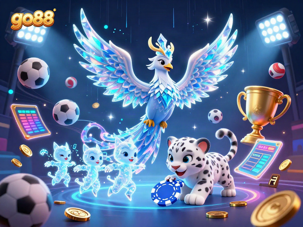 Experience the excitement of go88 with vibrant casino elements and dynamic characters in a whimsical scene.