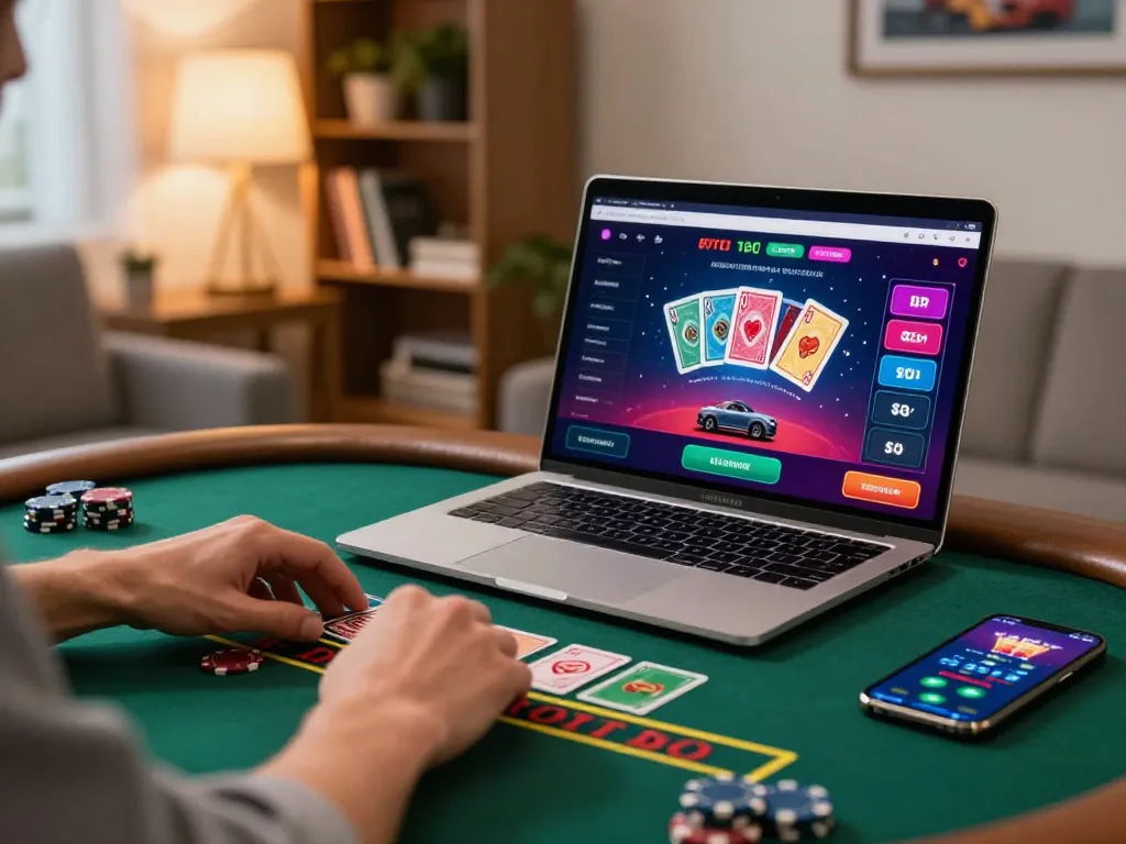 Player enjoying live dealer games on online casino sites not on gamstop with engaging interface