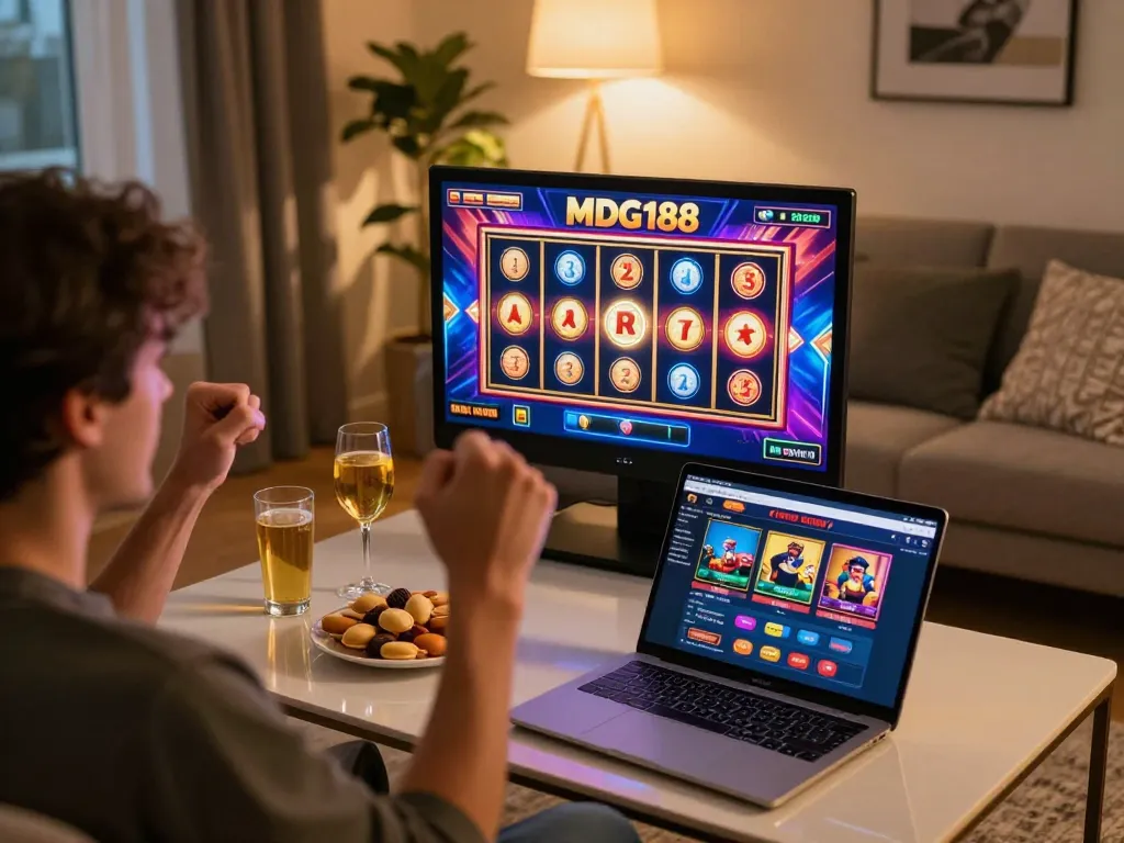 Celebrate big wins on MDG188 online casino with vibrant slot graphics and joyful player reactions.