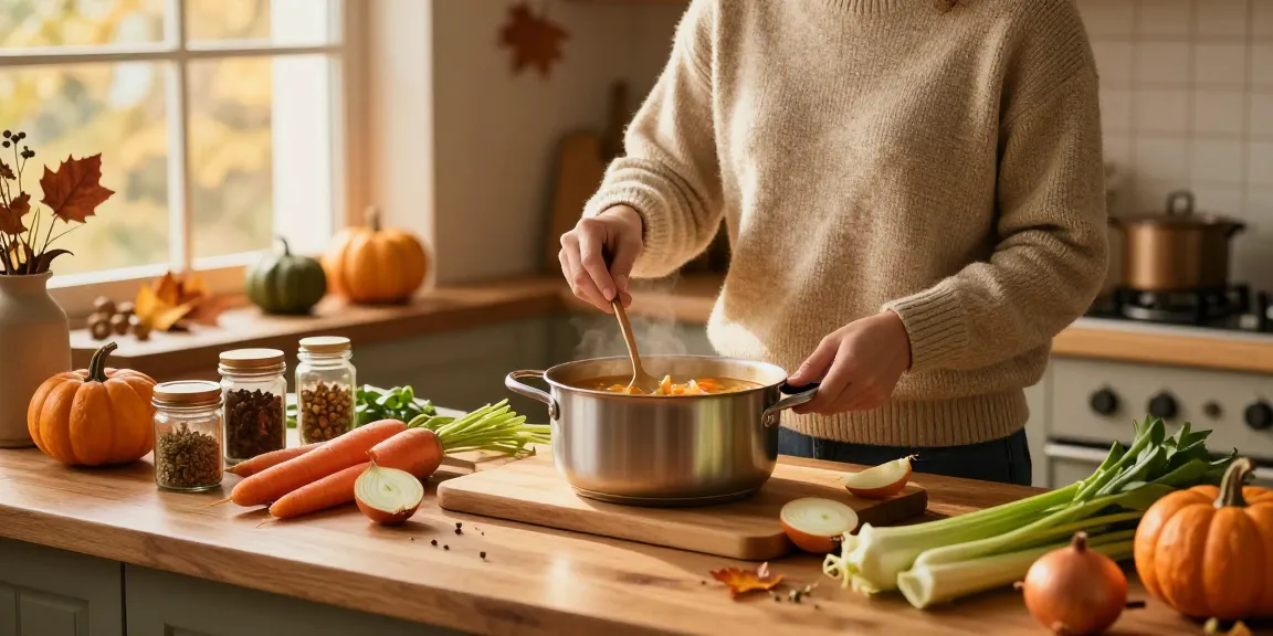 Leckere hausgemachte Suppe in warmem Küchenambiente, perfekt für Suppe kaufen Liebhaber.