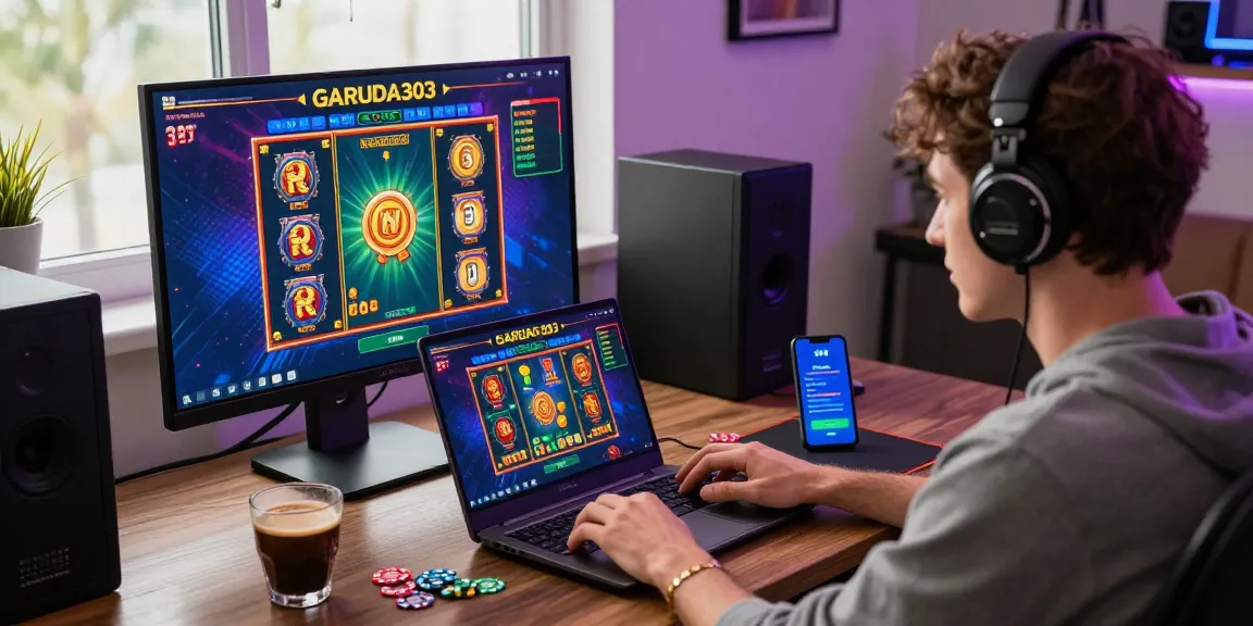 Engaged player enjoying slot depo 1k games at home with vibrant gaming setup.