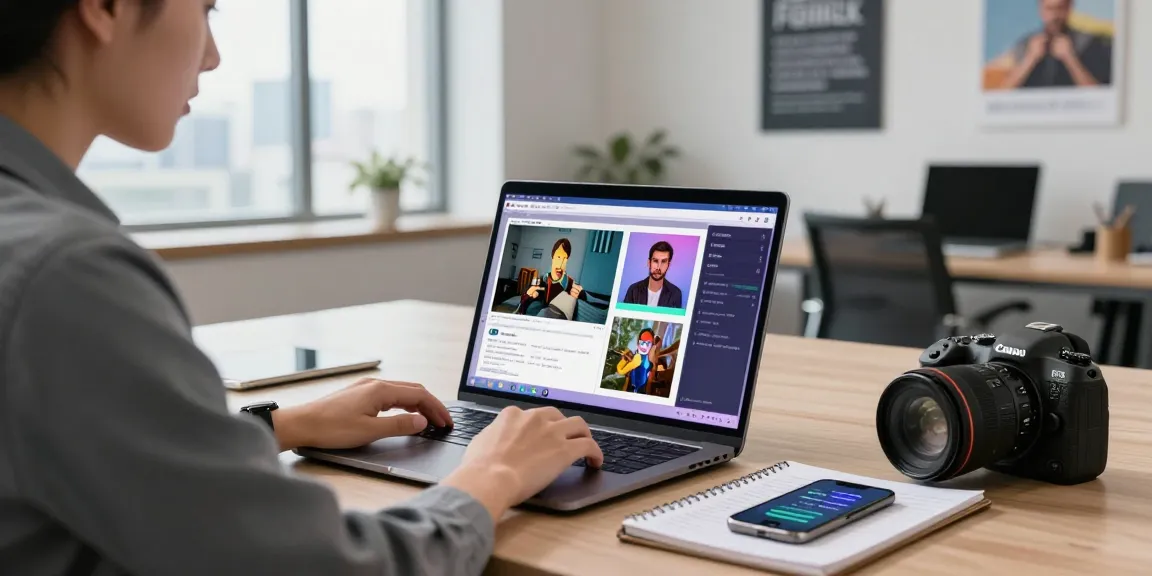Using an AI image detector in a modern office to analyze image authenticity and generate results.