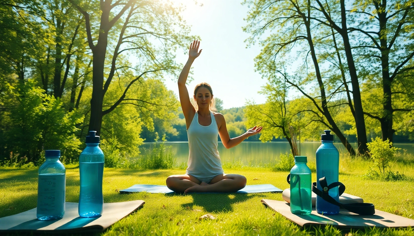 Enhancing health through serene outdoor yoga practices in a natural setting.