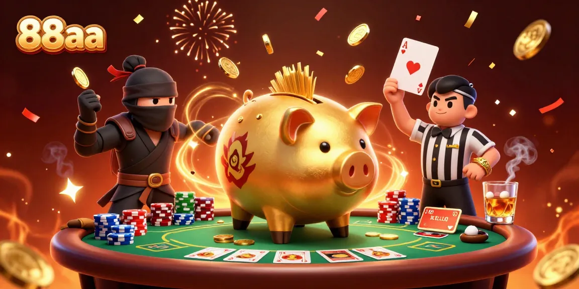 88aa symbolizes online casino excitement with a dynamic 3D illustration of animated characters engaging in poker gaming.