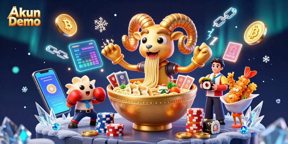 Spin to win on Akun Demo with vibrant characters and crypto elements energizing the scene.