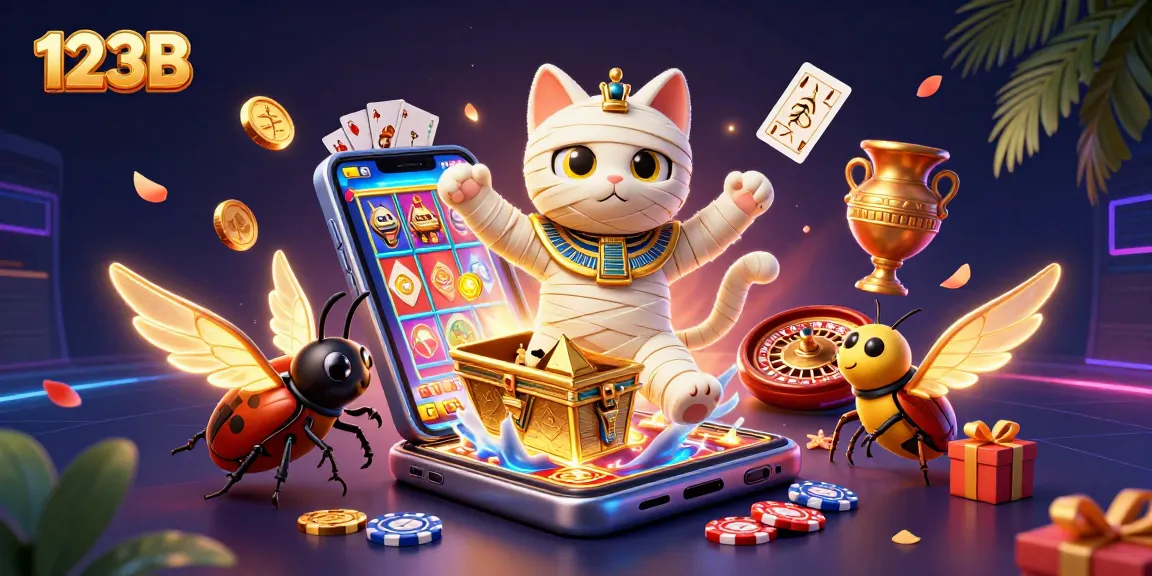 Win big at 123B Casino with captivating games and stunning visuals in a vibrant 3D scene.