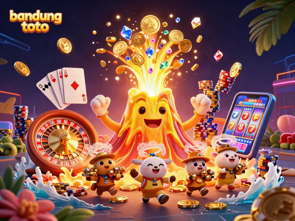 Win big with bandung toto in this thrilling 3D casino illustration showcasing vibrant treasures!