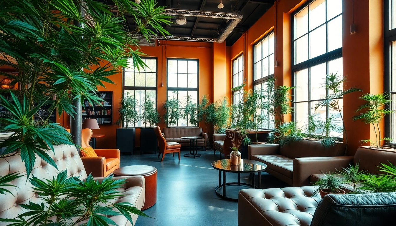 Enjoying the Best Cannabis Club Lloret de Mar atmosphere with vibrant decor and lush greenery.