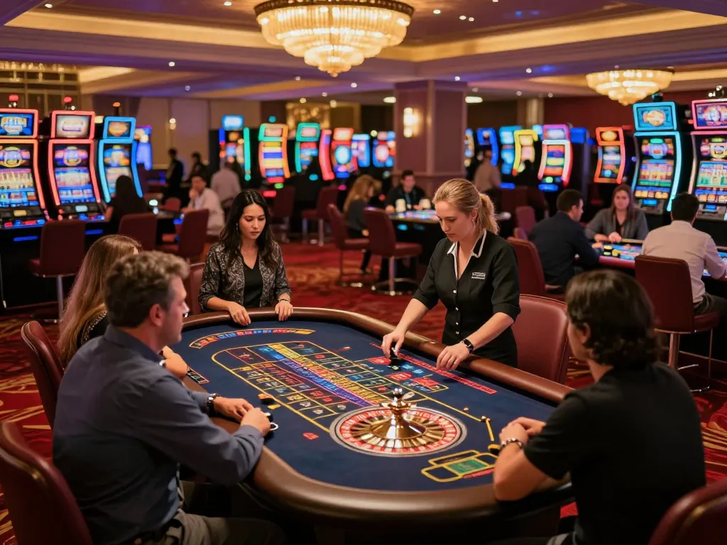 Engaging atmosphere at a roulette table in a casino with a dagelan4d link for easy access.