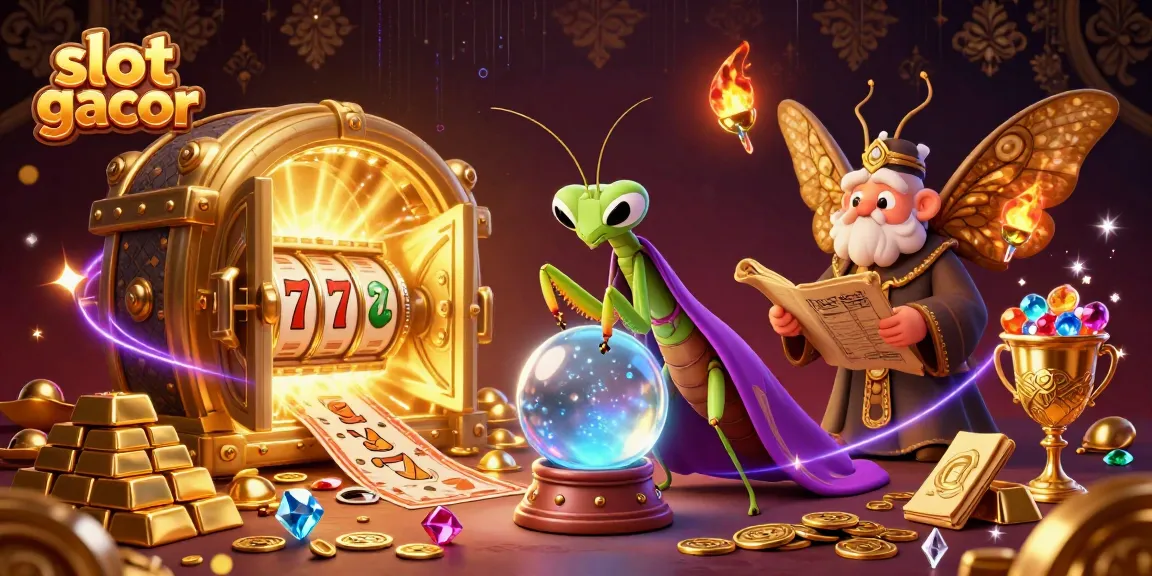 Engage with slot gacor in an enchanting 3D scene featuring mystical characters and treasure.