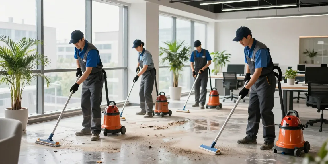 Bauendreinigung Firma in Dortmund reinigt professionell ein modernes Büro nach Bauarbeiten.