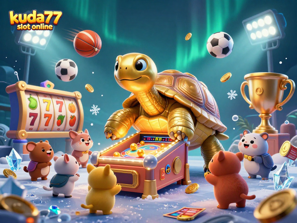 Mainkan kuda77 slot online dengan mesin pinball kura-kura raksasa yang bersinar.