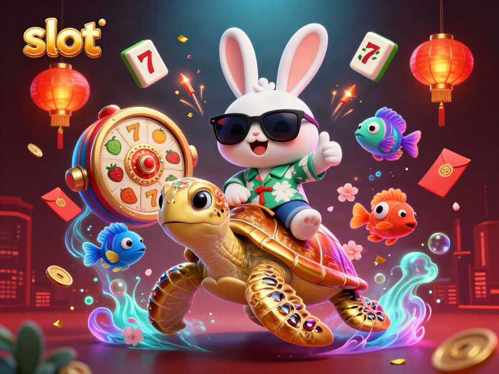 Engage with thrilling slot gameplay featuring a lucky rabbit and golden turtle illustration.