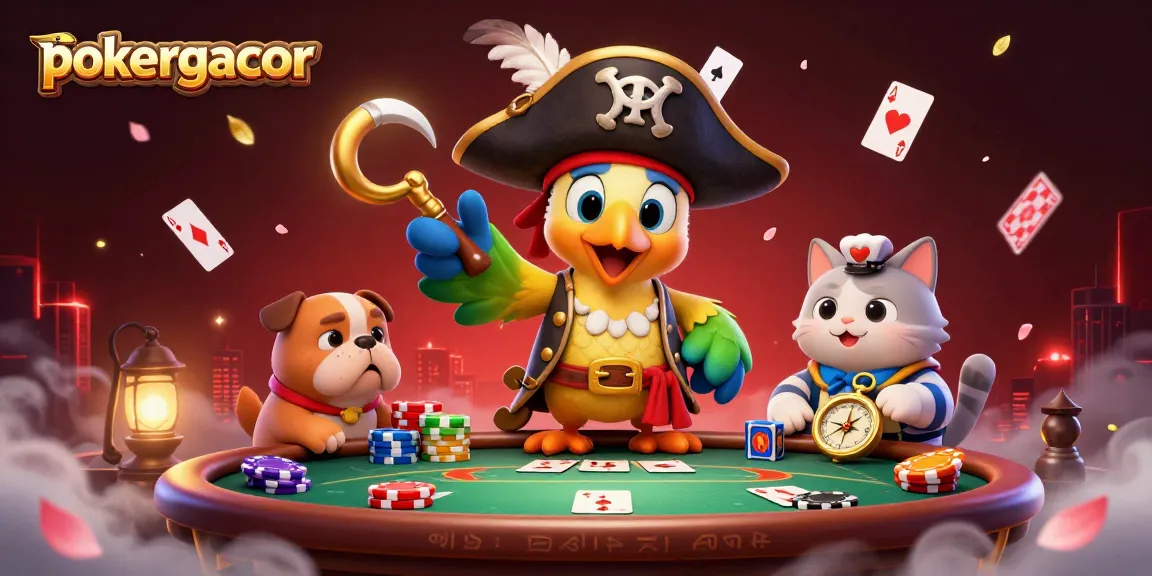Experience thrilling poker action with pokergacor, featuring a vibrant pirate-themed poker scene.