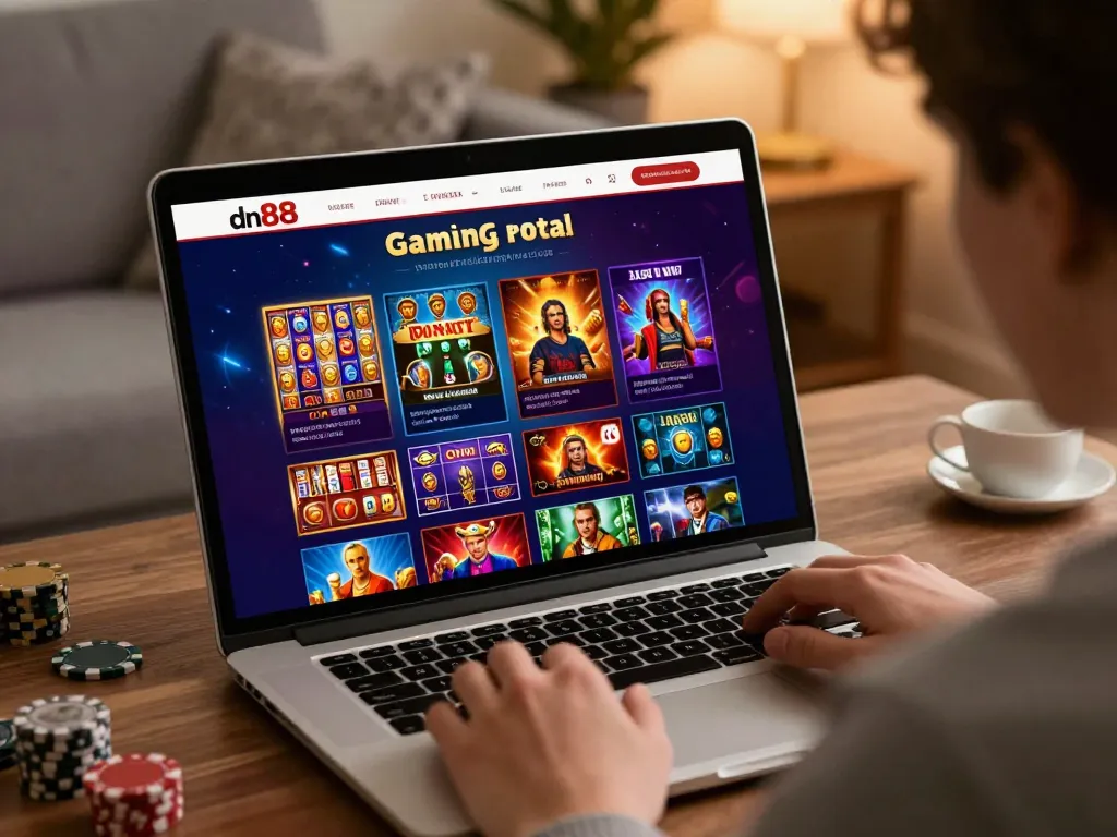 Experience exciting gameplay with dn88 while engaging in online casino games in a stylish home setup.