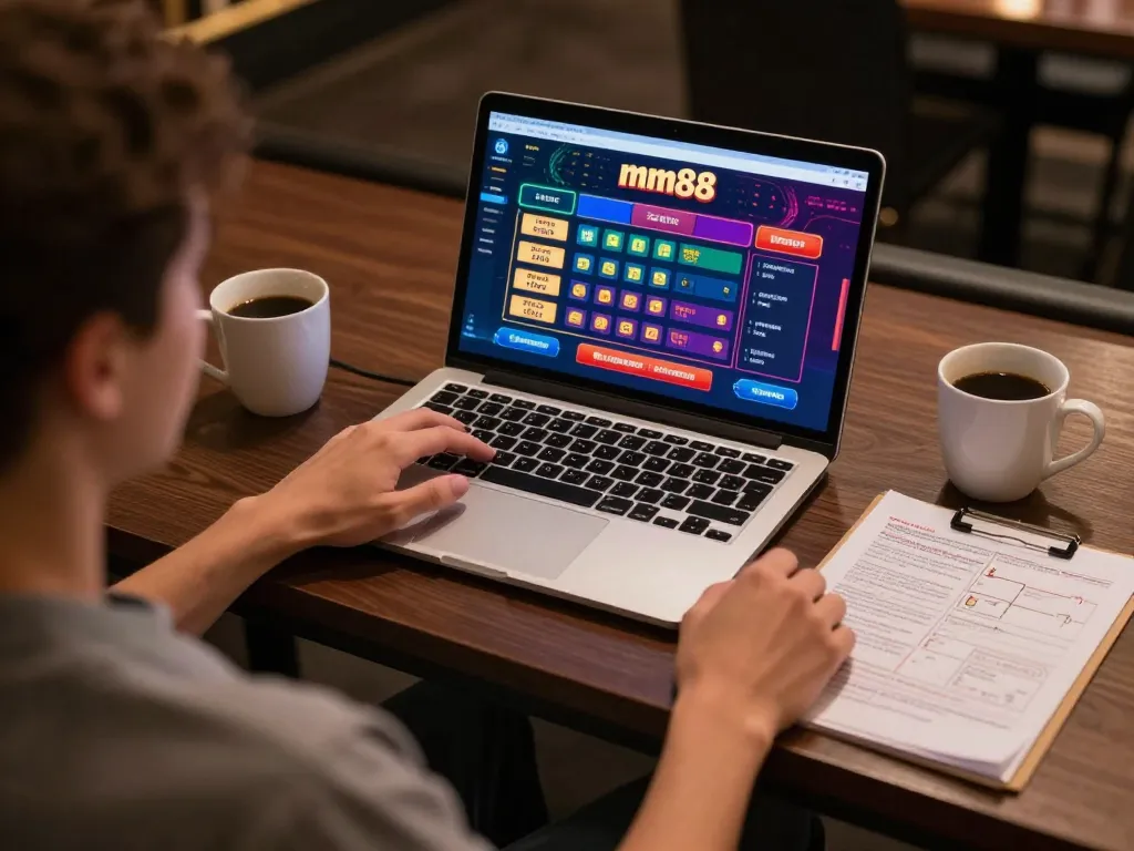 Mat player engaging with mm88 online casino, focused on strategy and gameplay.