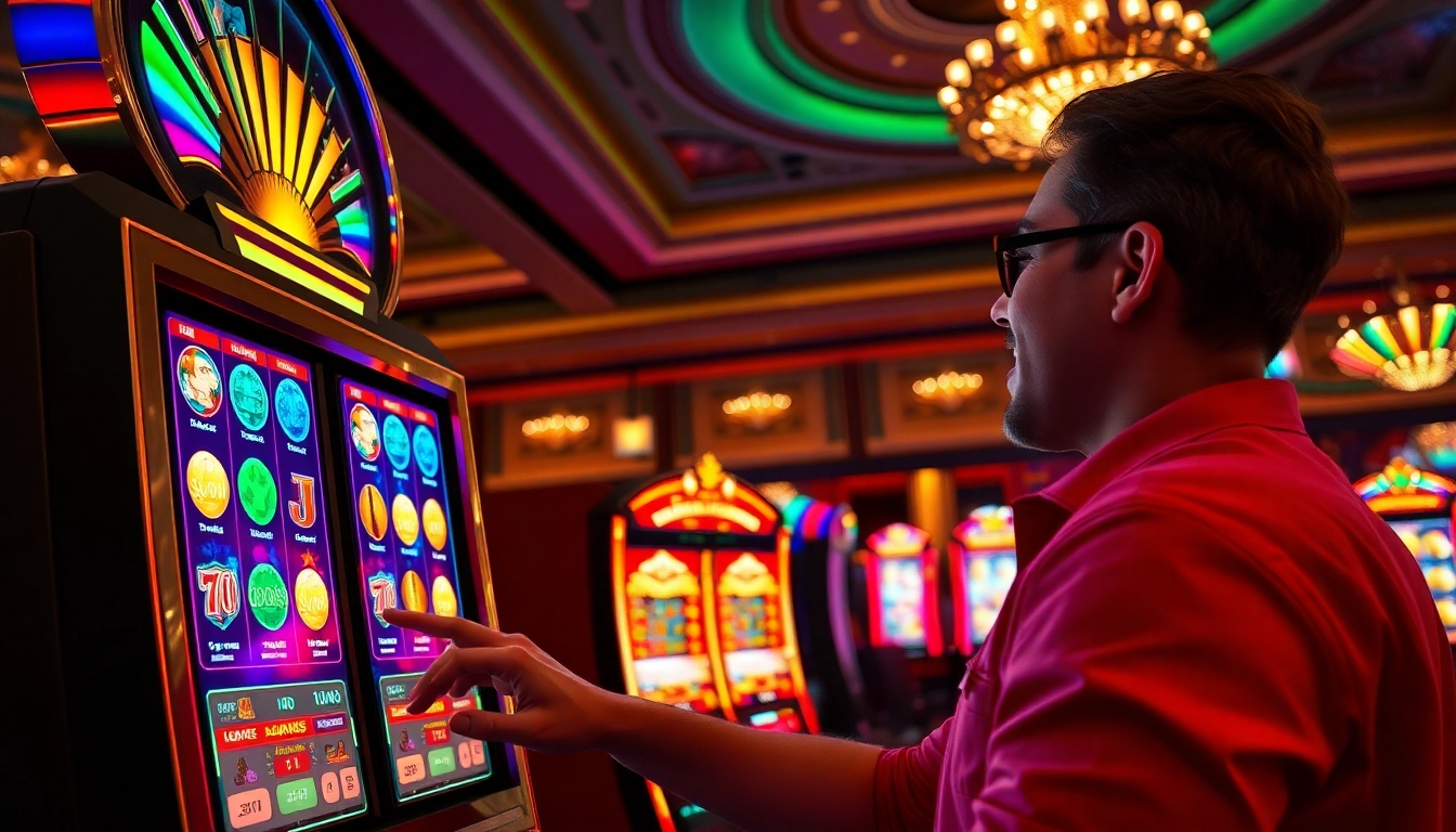 Engaging player enjoying Online slots Uk experience at a modern casino.