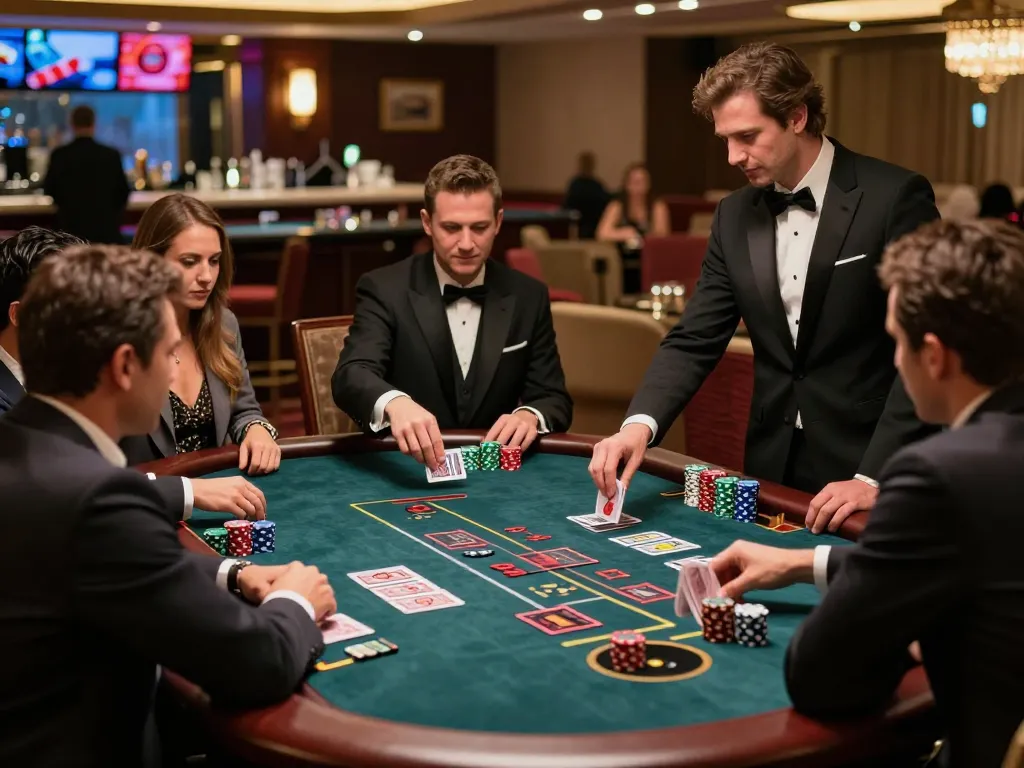 C168 players engaging in an intense blackjack game with a professional dealer.