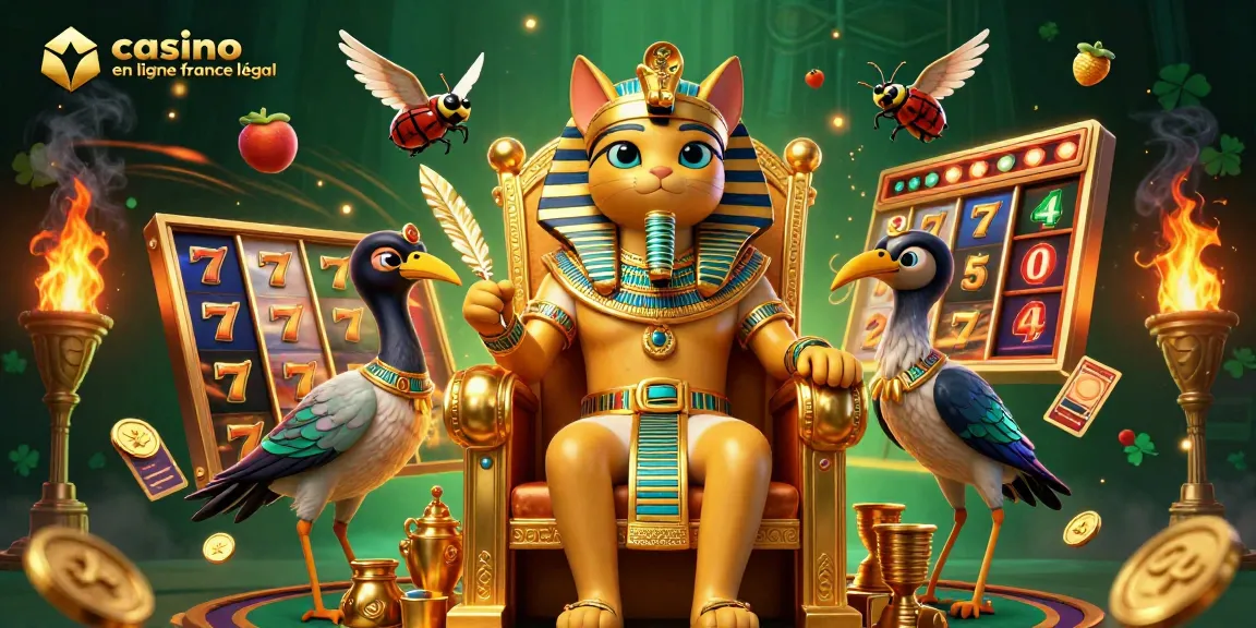 Découvrez l'excitation du casino en ligne France légal avec une illustration 3D vibrante mettant en avant des jackpots dorés et des symboles.