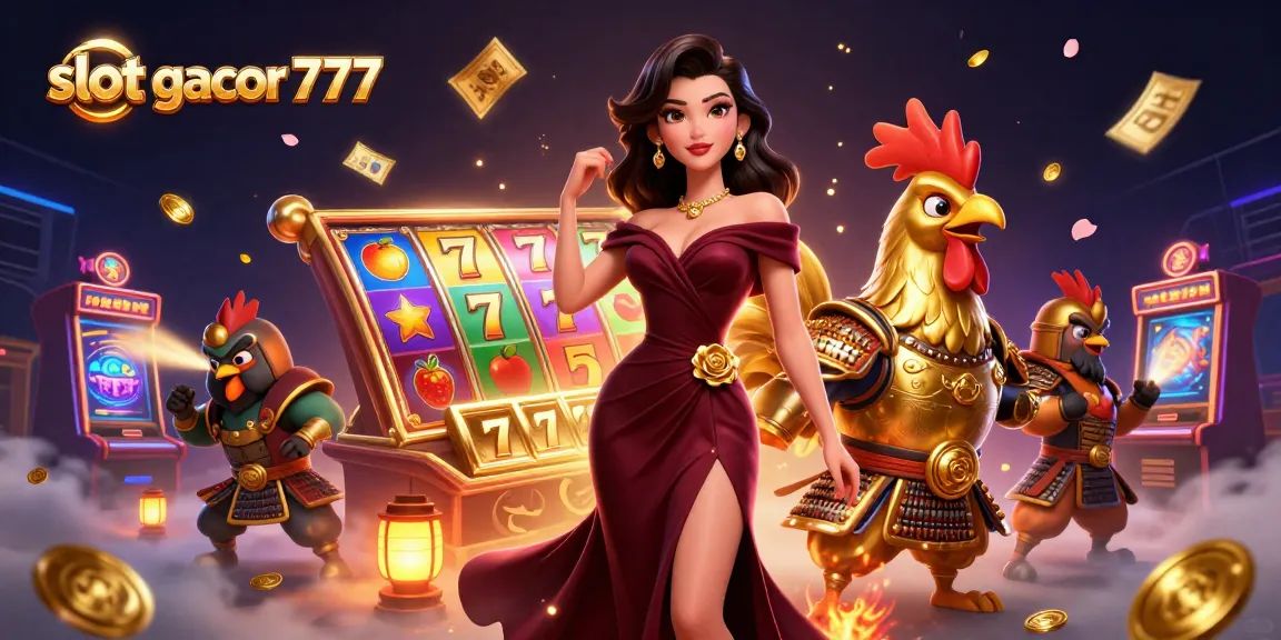 Experience thrilling wins with slot gacor 777 in a vibrant 3D casino scene filled with action.