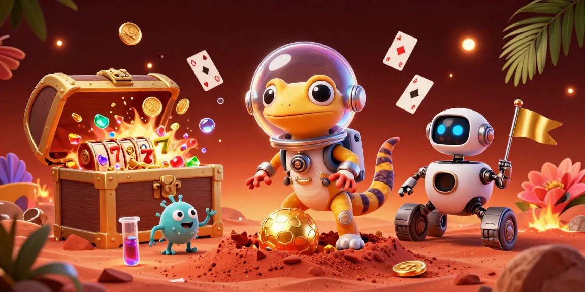 Join the Martian gecko at dacsandatphanrang's golden casino adventure as gold coins shower down!