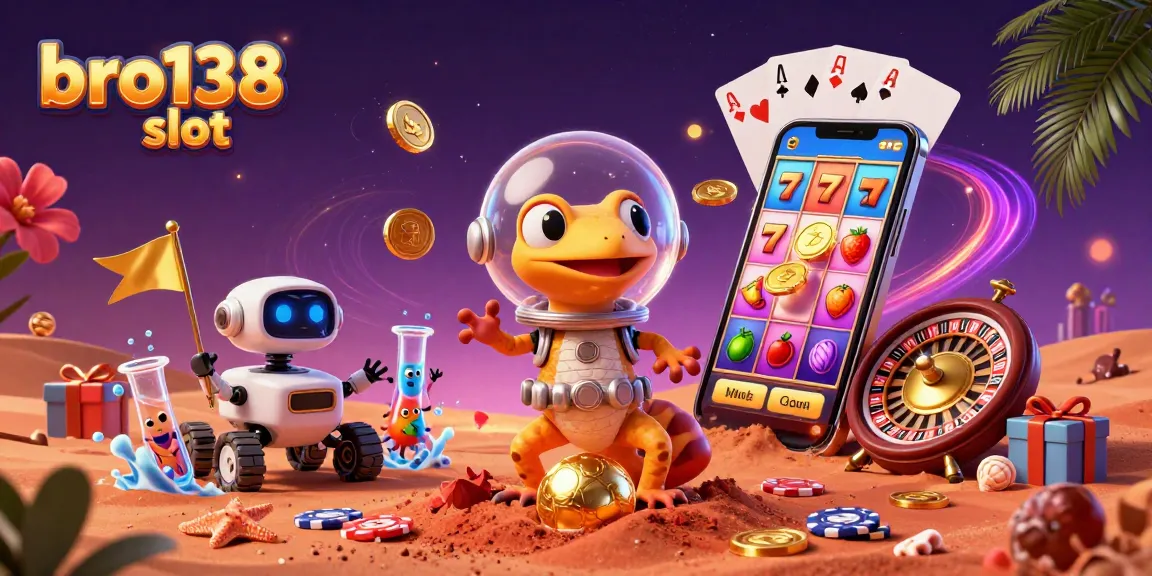 Engage with the bro138 slot experience, as a Martian gecko discovers a golden casino amidst Mars' red sands.