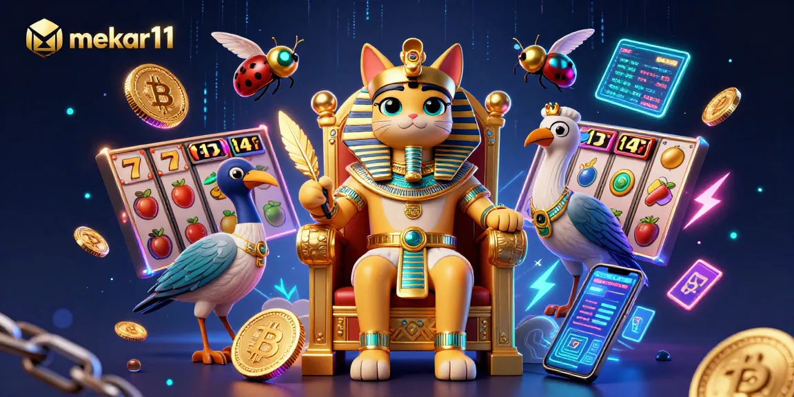 Engage with mekar11, an enticing slots paradise featuring a royal pharaoh cat and scribe, amidst electrifying jackpots.
