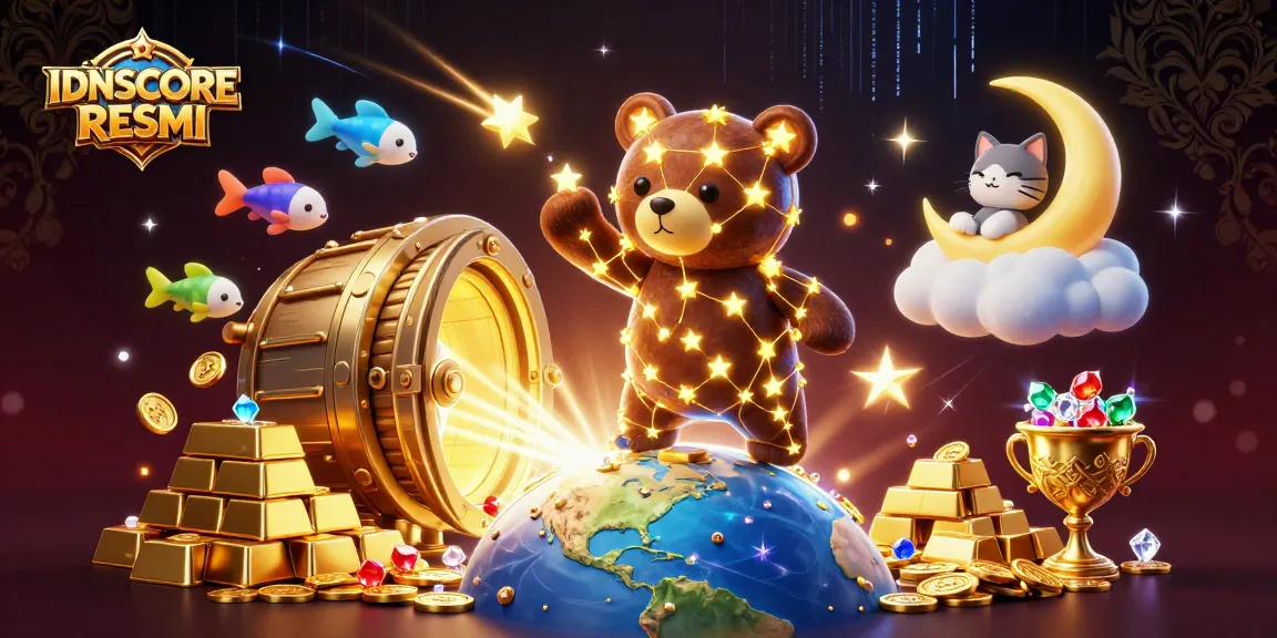 Engaging in IDNSCORE RESMI online gaming with dynamic coins, treasures, and magical characters.