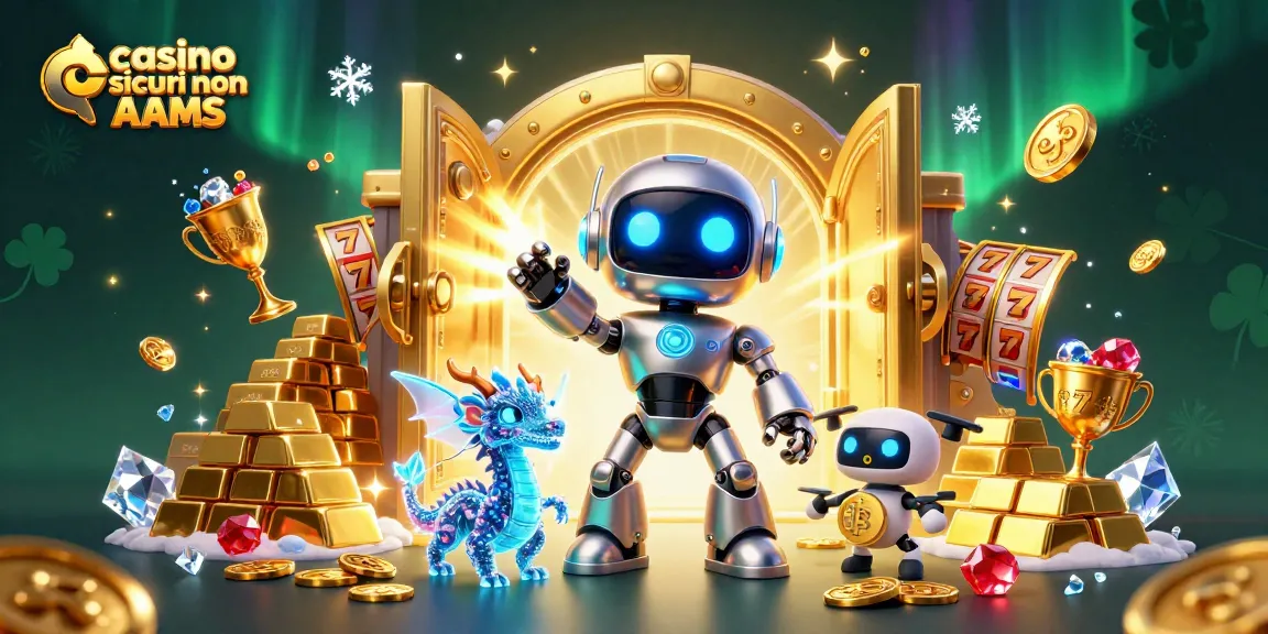Scopri i casino sicuri non AAMS con personaggi futuristici e vibranti tesori dorati.