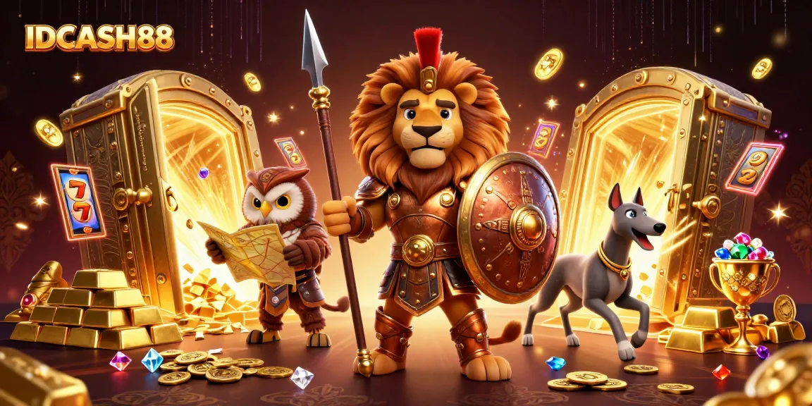 Experience the thrill of gaming at IDCASH88 in this vivid 3D scene with dynamic characters and casino elements.