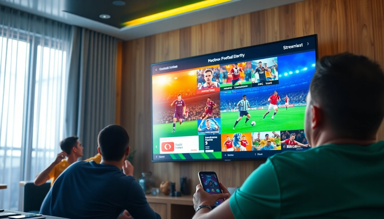 Menyaksikan bolakami streaming di layar digital dengan tata letak penuh warna dan semarak.