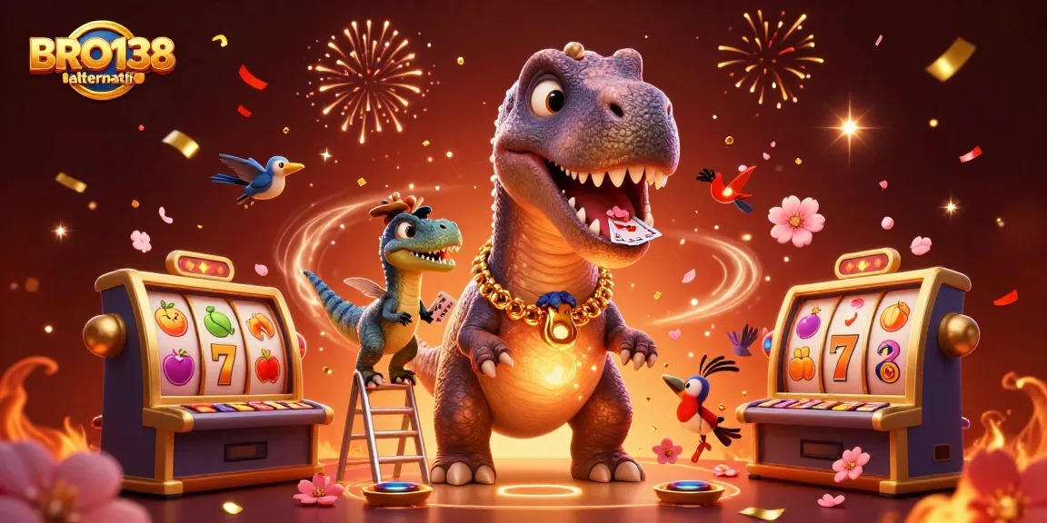 Win big with BRO138 alternatif featuring vibrant 3D casino themes, including slot machines and dynamic characters.