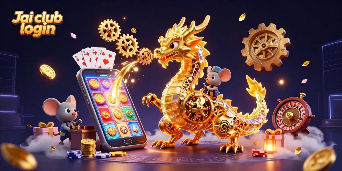 Experience the excitement of Jai club login with games and rewards in a vibrant 3D illustration.