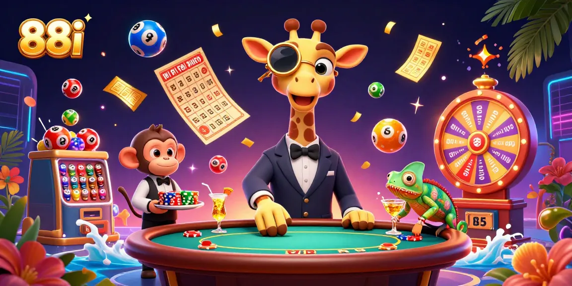 Engage in winning strategies at 88i with our vibrant 3D casino illustration showcasing poker excitement and dynamic gaming elements.