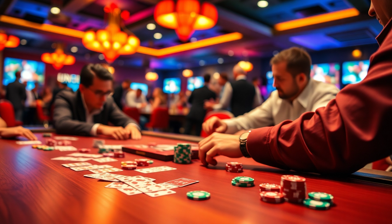 Players intensely focused on yono rummy, surrounded by game cards, showcasing competition and excitement.