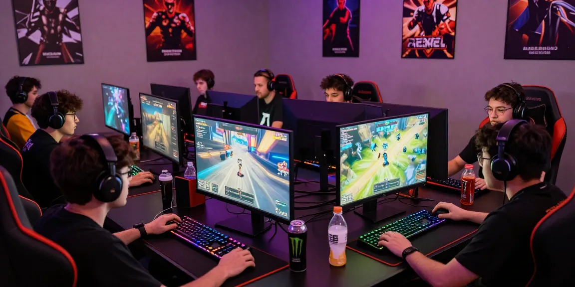 RTP NAGA2000 gaming hub with diverse players focused on screens, showcasing exciting gameplay.
